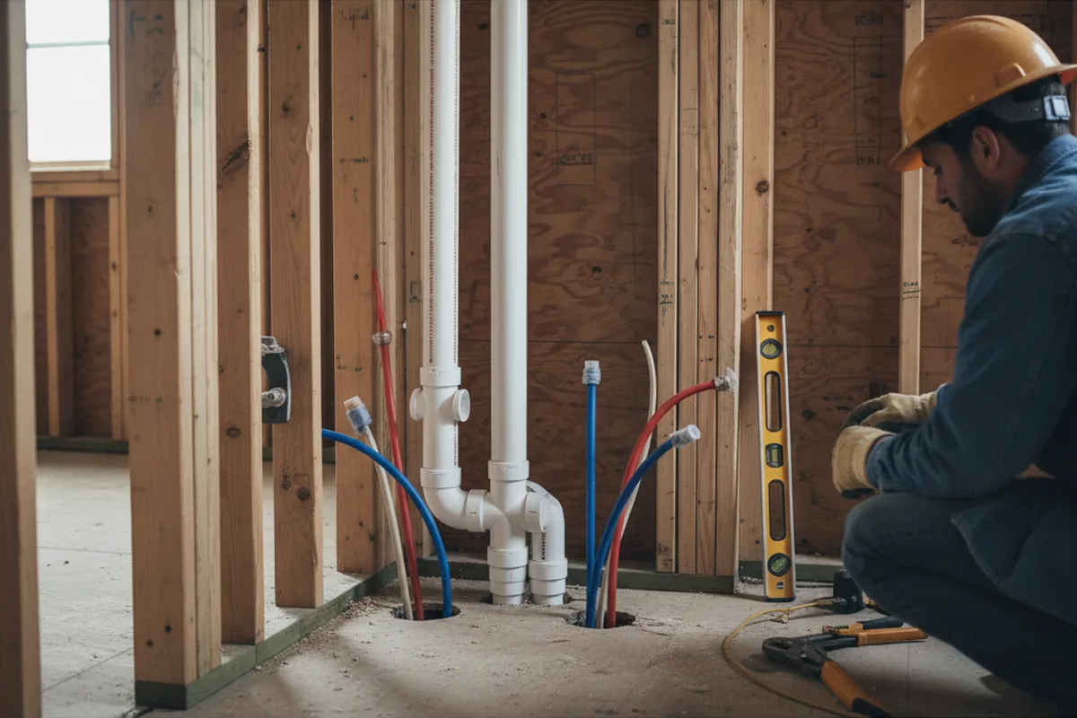 Drain and supply rough-in during Leak Detection in Belton