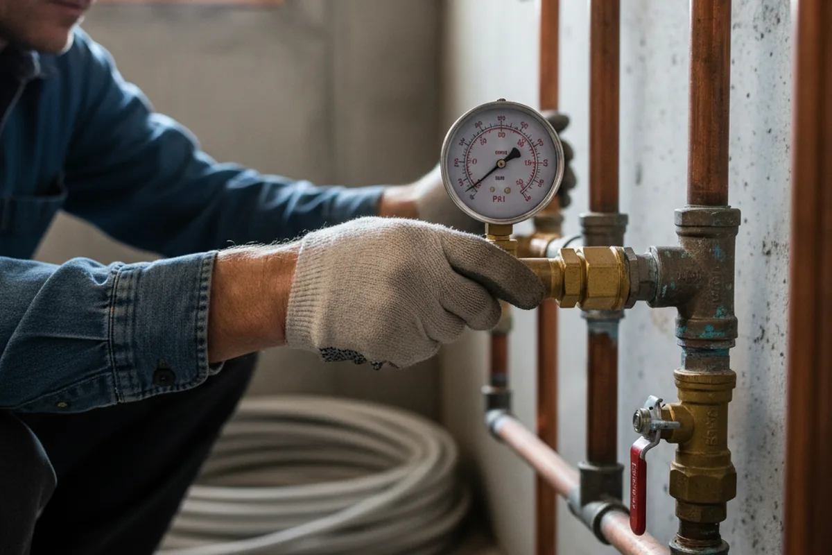 Pressure testing a repaired line during Water Line Repair in Belton